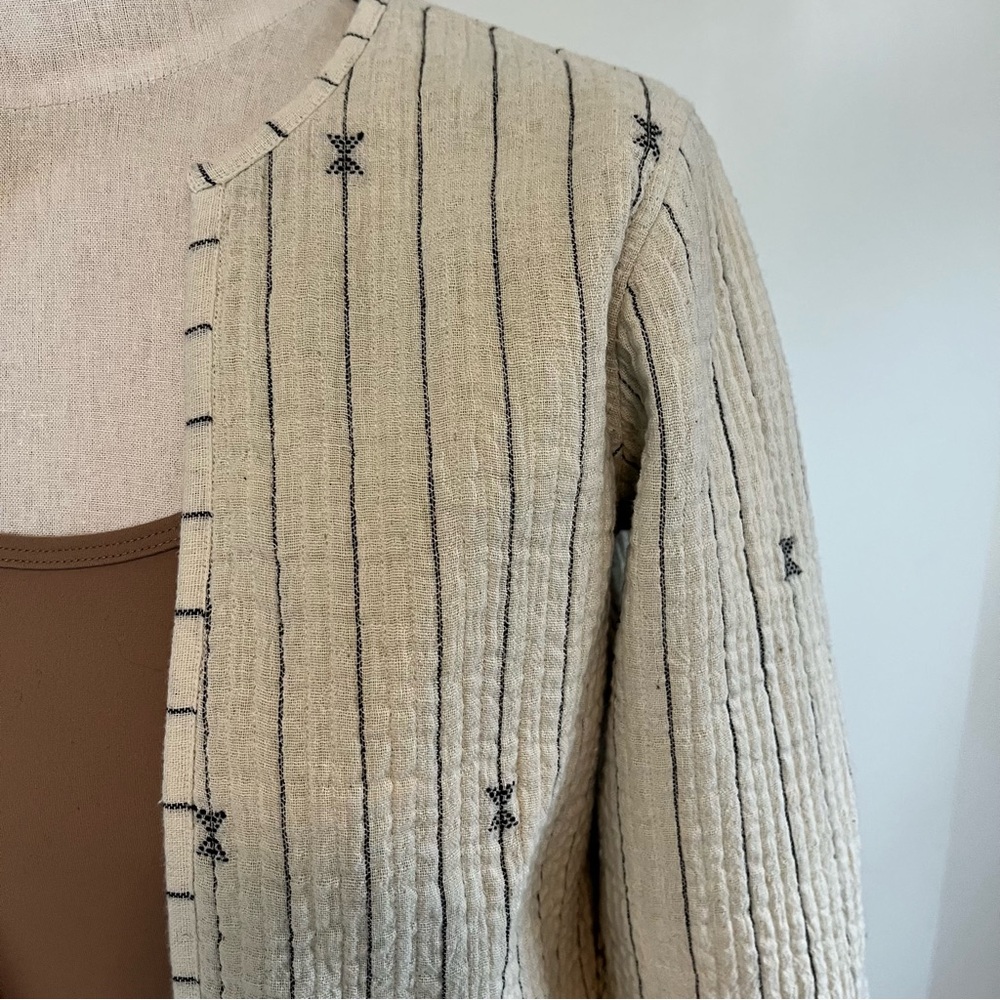 Quilted Cotton Reversible Leaf Pattern Women's Ja… - image 6